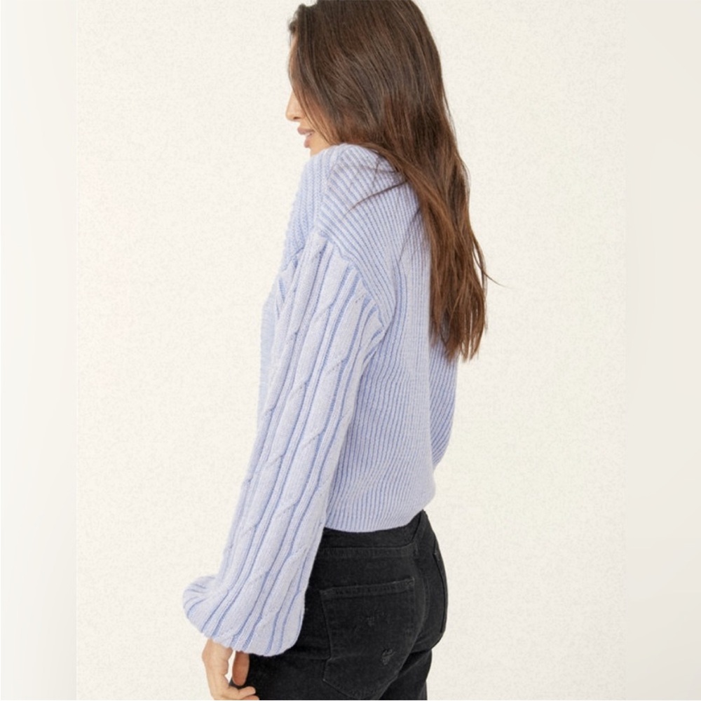 NWT Free People When It Rains V Neck Sweater Cornflower Blue XS - Picture 5 of 10